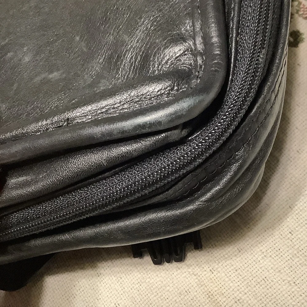Tumi Black Leather Messenger Bag